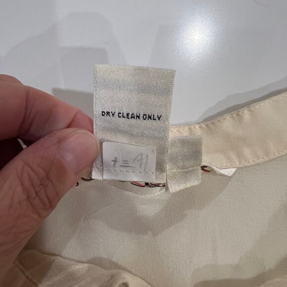 Studio M by Max Studio 100% silk chiffon sheer tie wrist blouse ivory large - Picture 4 of 9